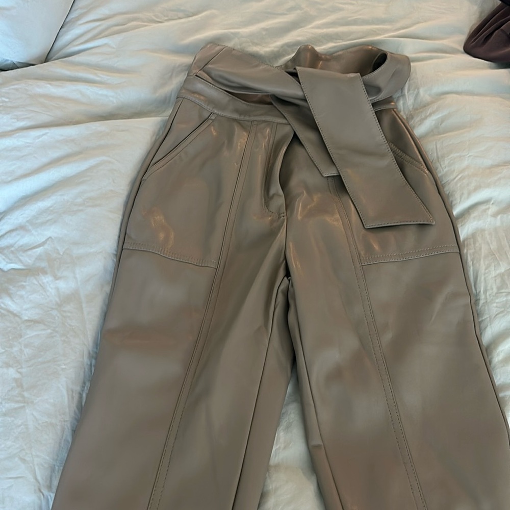 NWT Jonathan Simkhai Olive Designer Leather Pants